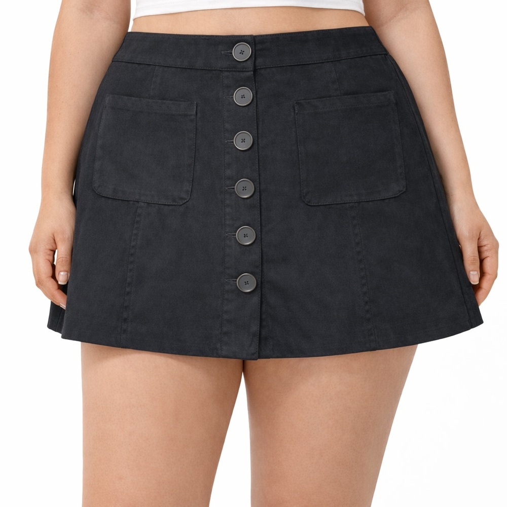 Zara black faux suede Y2K button up academia fairygrunge coquette mini skirt